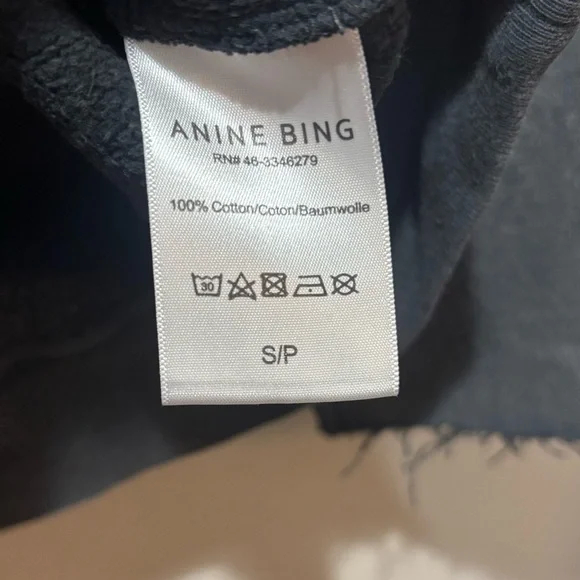 Annie Bing Tiger Sweatshirt Gray/Black Size Small Frayed Sleeves - Picture 5 of 12